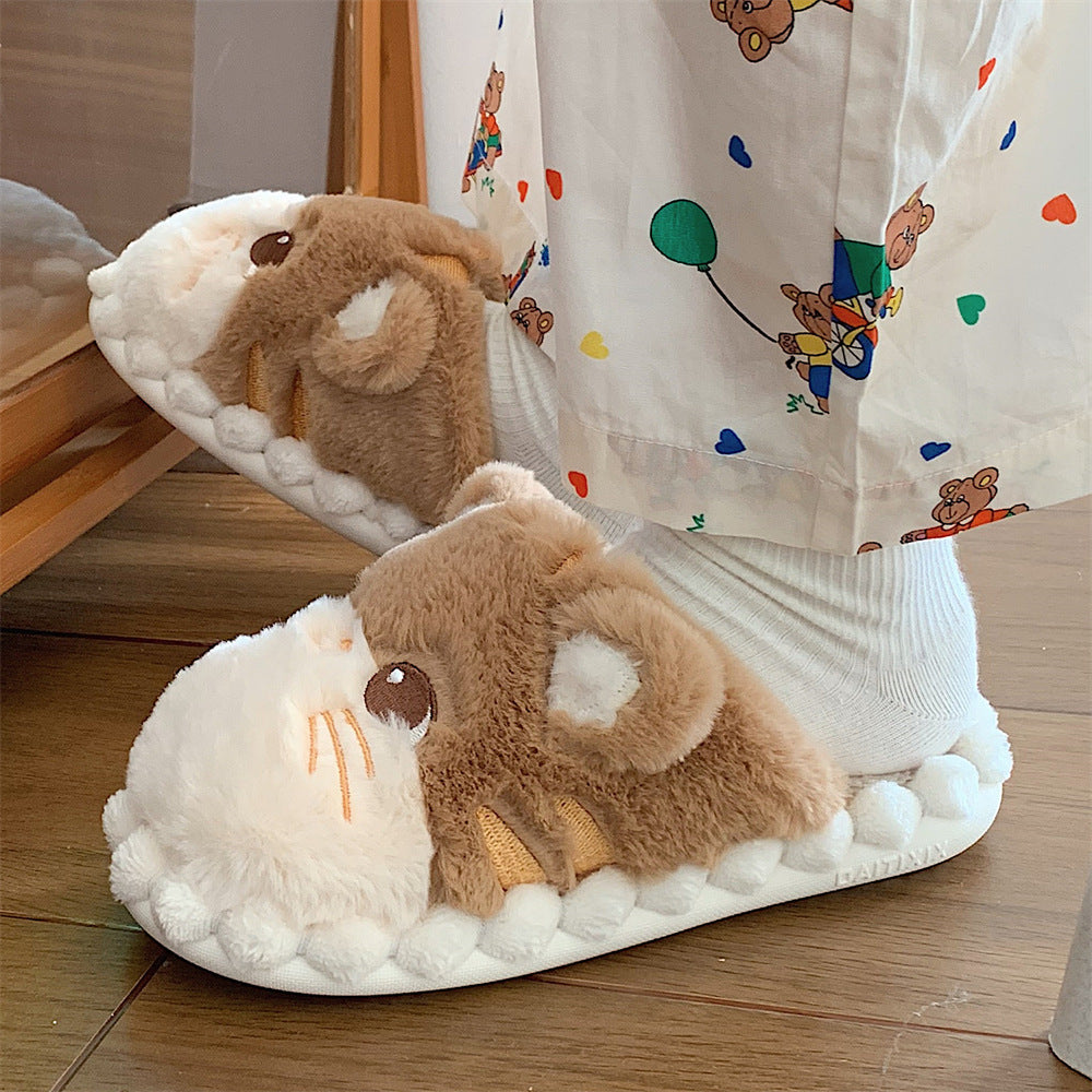 Female Winter Korean Version Of The Cute Kitten Plush Cotton Slippers