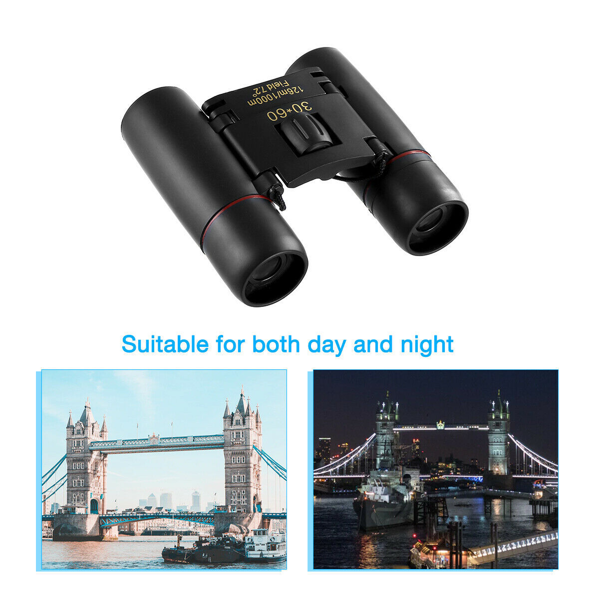Binoculars 30x60 Zoom Travel Compact Folding Telescope Hunting Day Night Outdoor Small Pocket Binoculars Compact Fast and Free Shipping