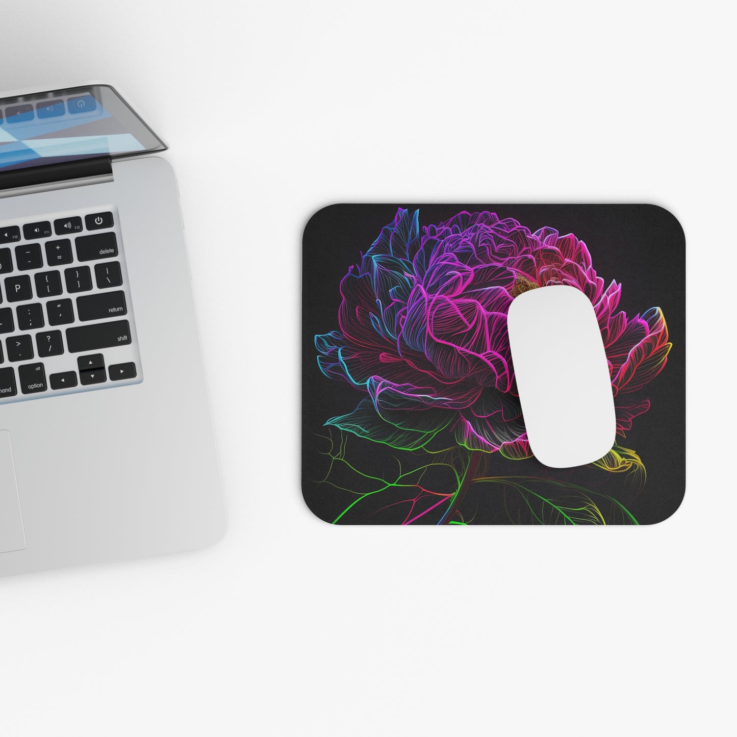 Vibrant Floral Mouse Pad - Colorful Peony Design for Home Office
