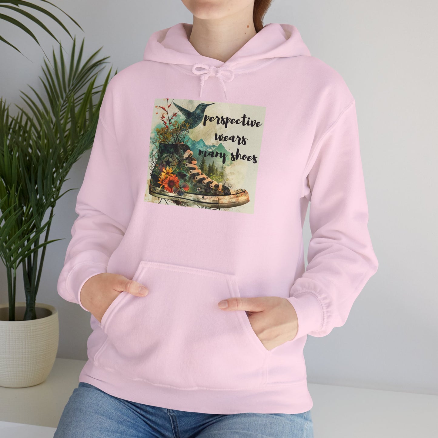 Inspirational Unisex Hoodie - "Perspective Wears Many Shoes"
