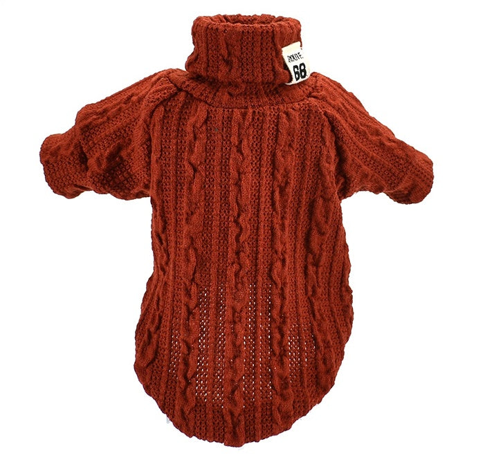 Warm Dog Sweater Turtleneck Cotton Sweatshirt for Small & Medium Dogs