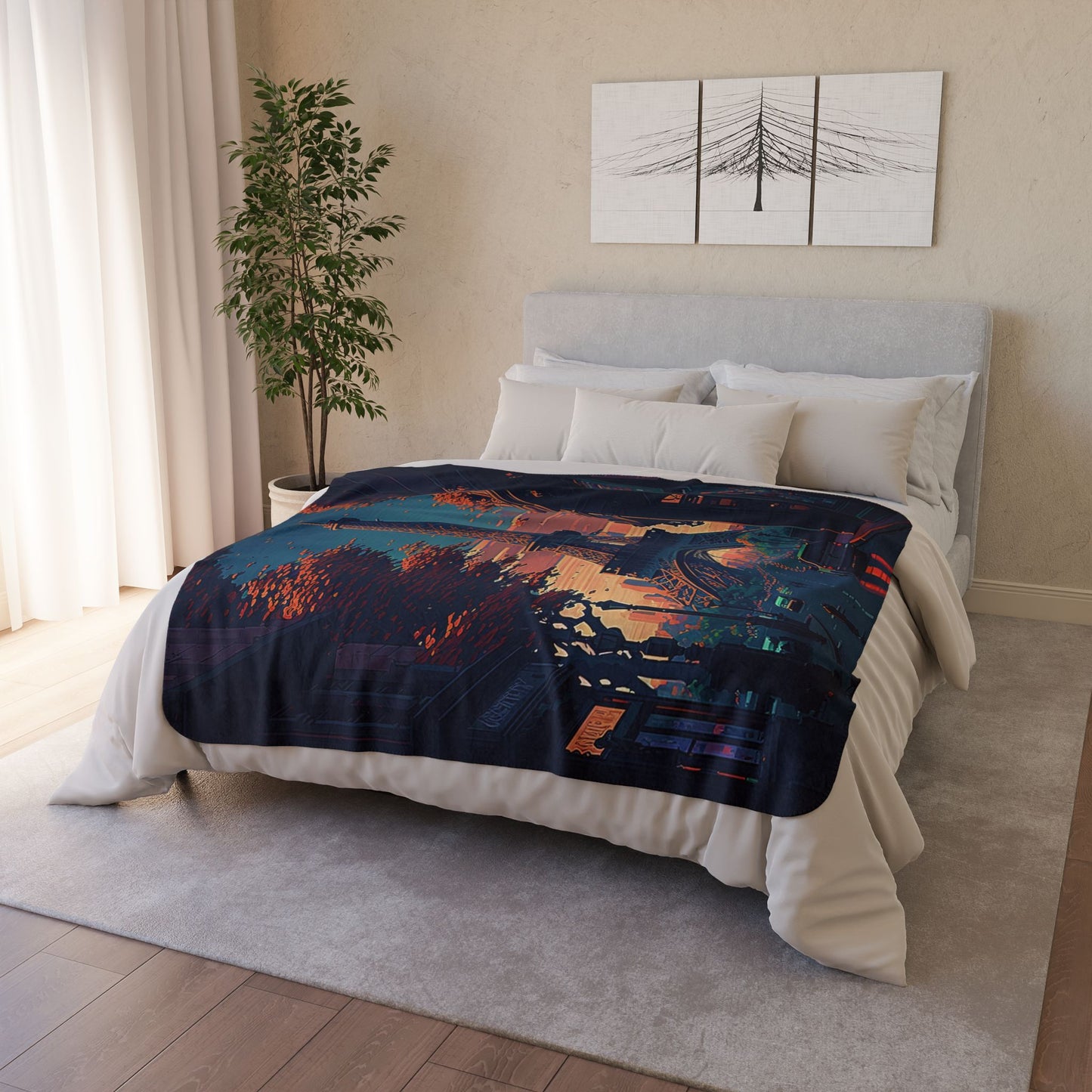 Cozy Parisian Fleece Sherpa Blanket – Romantic Eiffel Tower Design