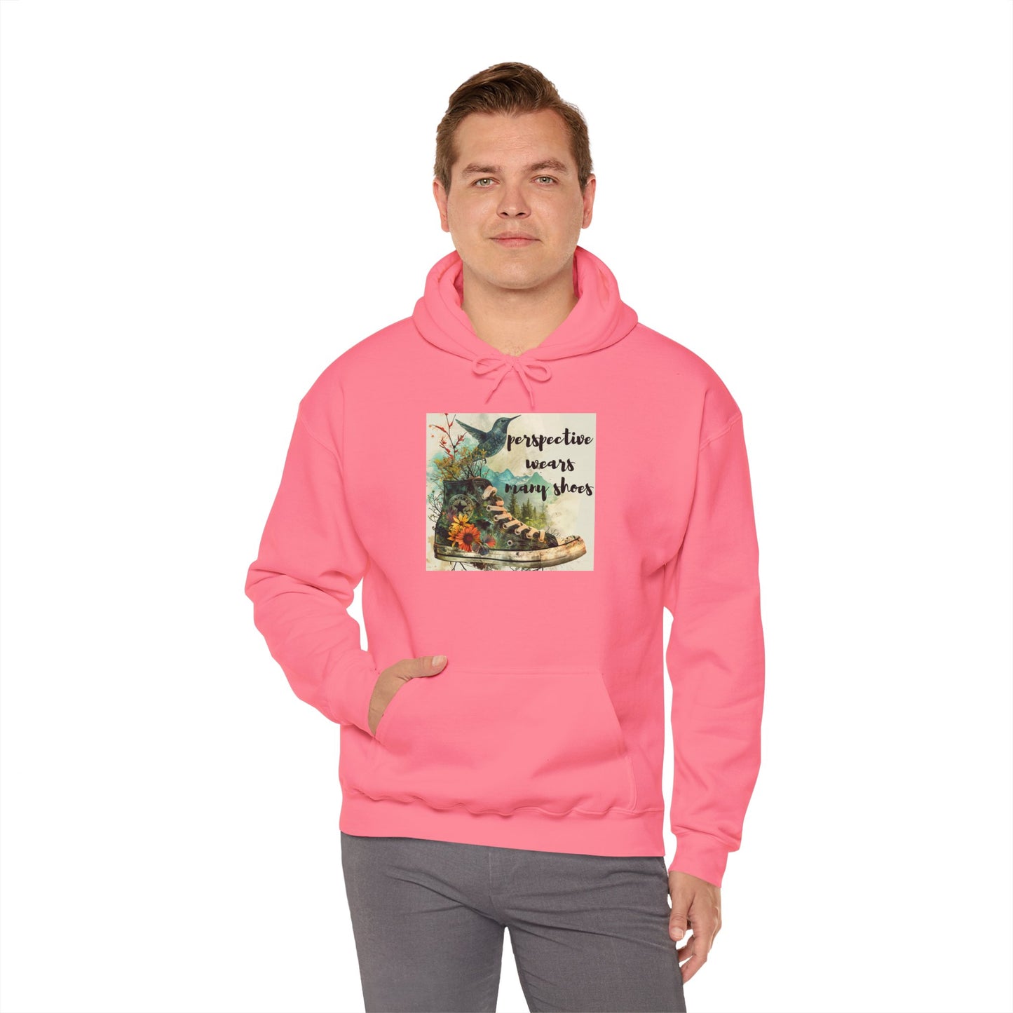 Inspirational Unisex Hoodie - "Perspective Wears Many Shoes"