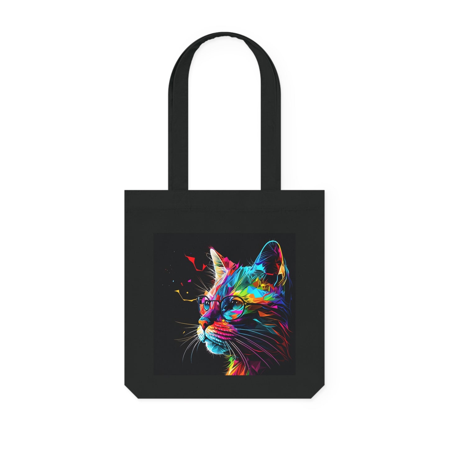 Colorful Cat Art Woven Tote Bag - Stylish Eco-Friendly Shopping Companion