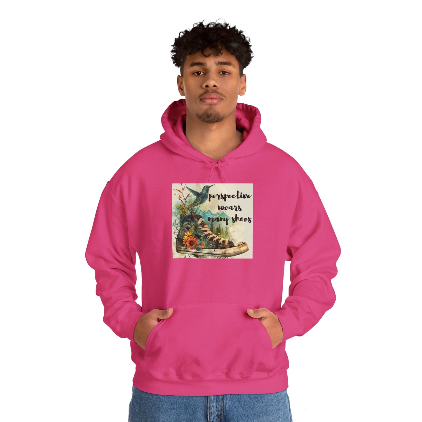 Inspirational Unisex Hoodie - "Perspective Wears Many Shoes"