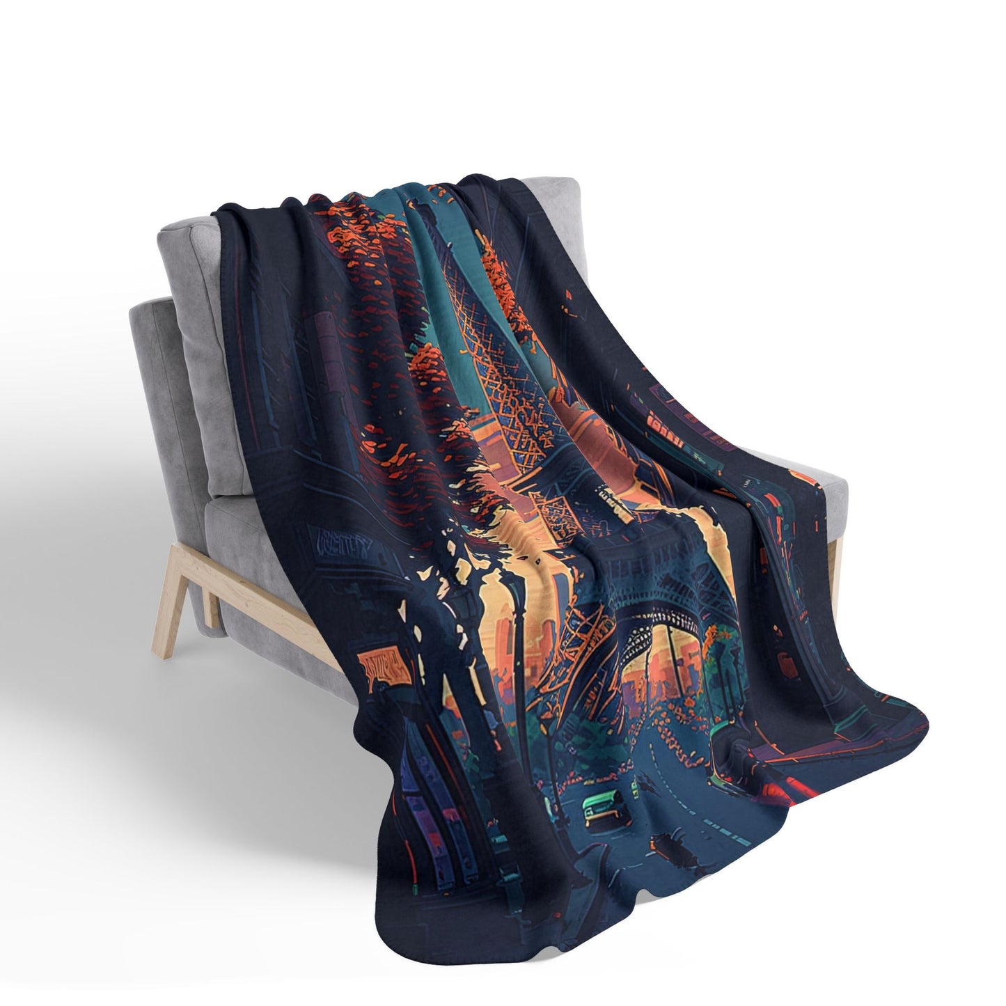 Cozy Parisian Fleece Sherpa Blanket – Romantic Eiffel Tower Design