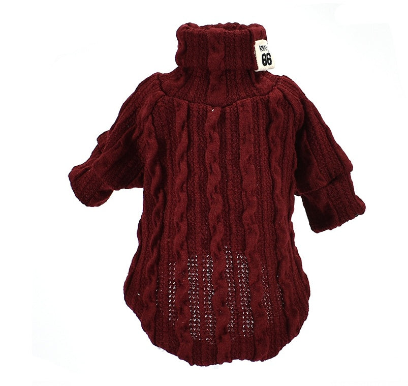 Warm Dog Sweater Turtleneck Cotton Sweatshirt for Small & Medium Dogs