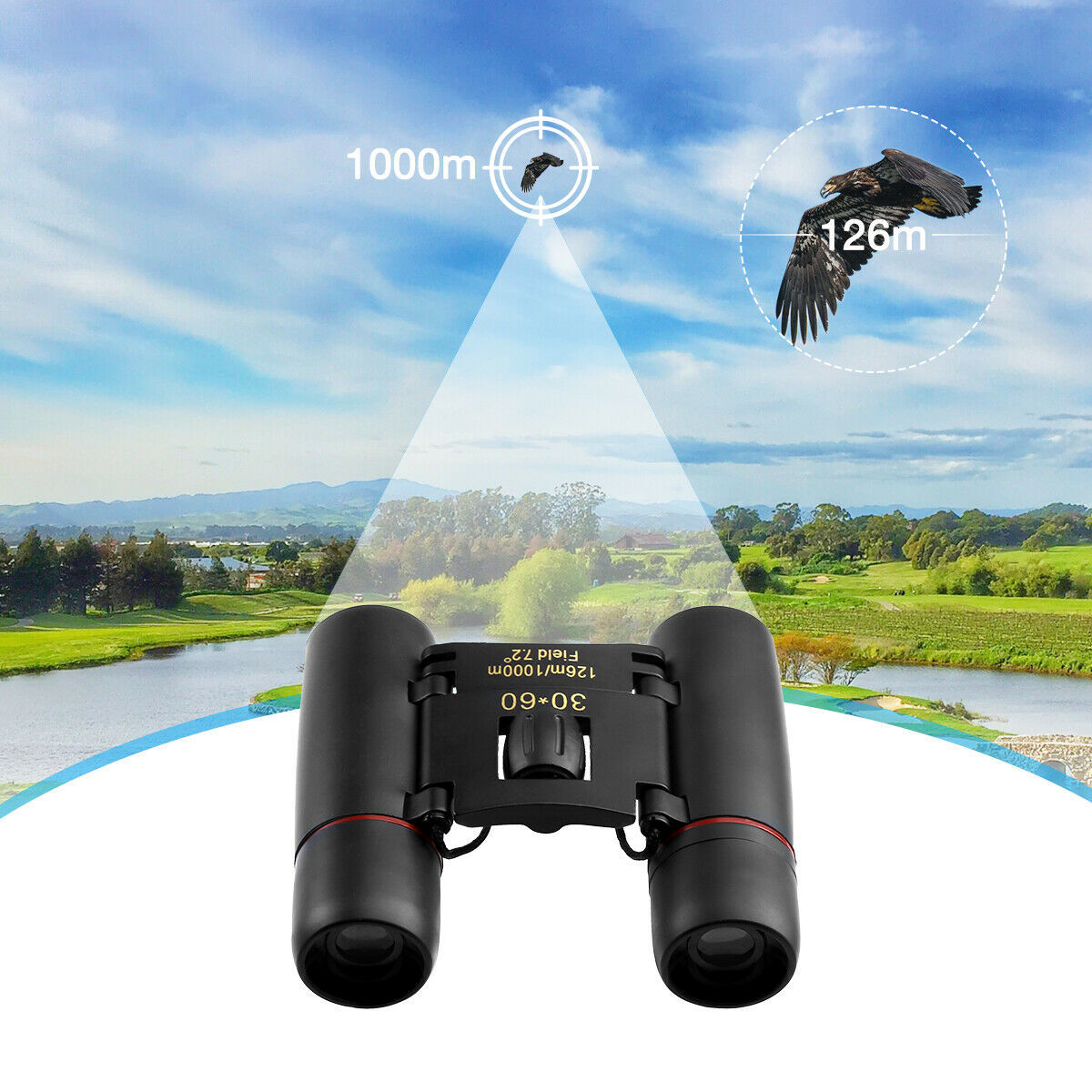 Binoculars 30x60 Zoom Travel Compact Folding Telescope Hunting Day Night Outdoor Small Pocket Binoculars Compact Fast and Free Shipping