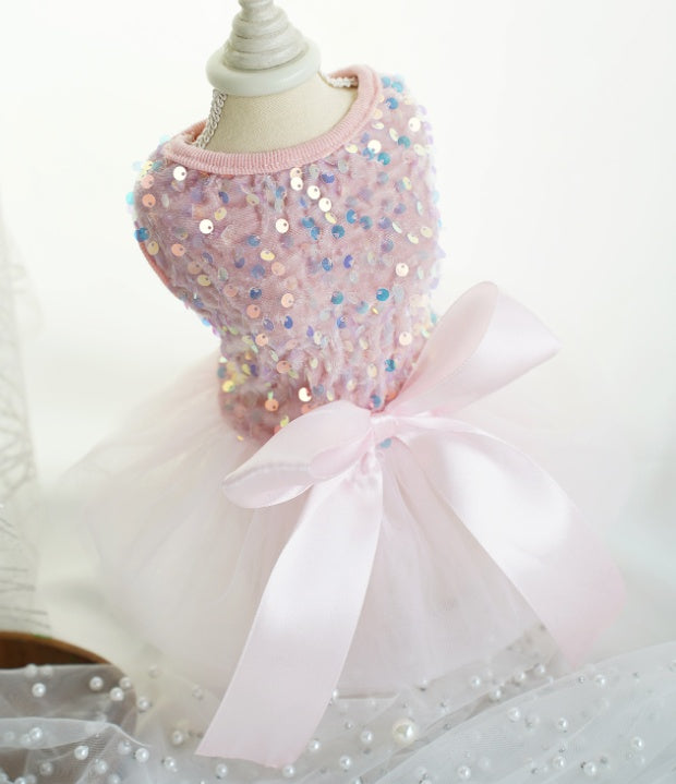 Pet fancy Dress Dog Cat Skirt Sequin Gauze