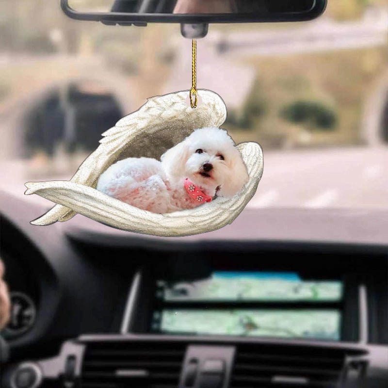 Dog Angel Car Pendant – Acrylic Hanging Ornament for Doors & Home Decor