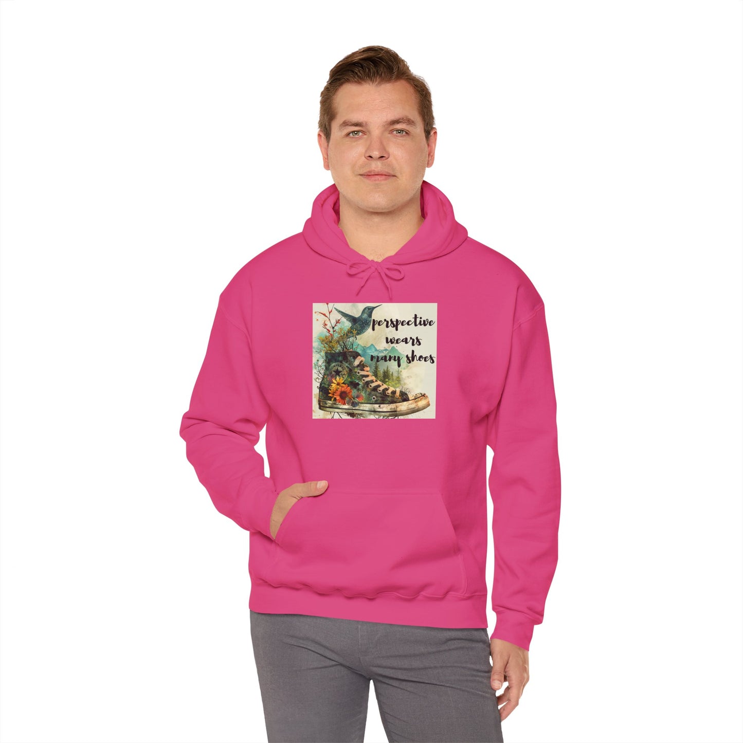 Inspirational Unisex Hoodie - "Perspective Wears Many Shoes"