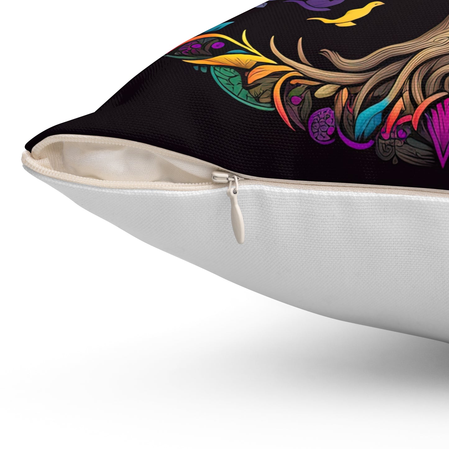 Colorful Tree of Life Square Pillow - Nature-Inspired Home Decor