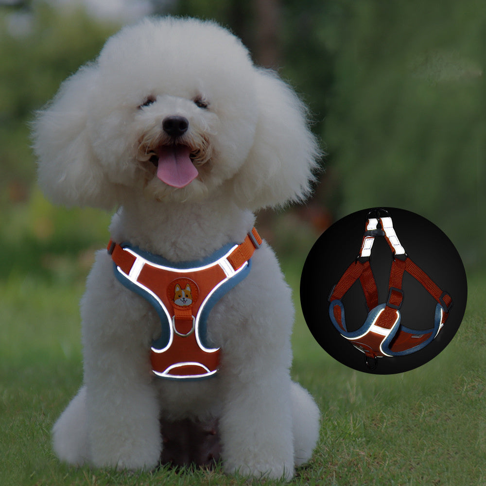 New Dog Leash And Harness Set Pet Adjustable Puppy Cat Harness Vest Reflective Free Shipping