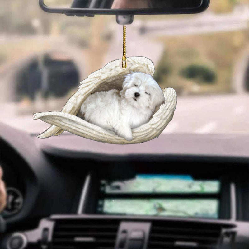 Dog Angel Car Pendant – Acrylic Hanging Ornament for Doors & Home Decor