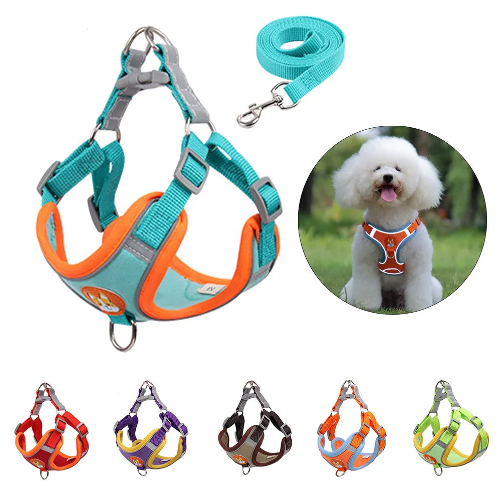 New Dog Leash And Harness Set Pet Adjustable Puppy Cat Harness Vest Reflective Free Shipping