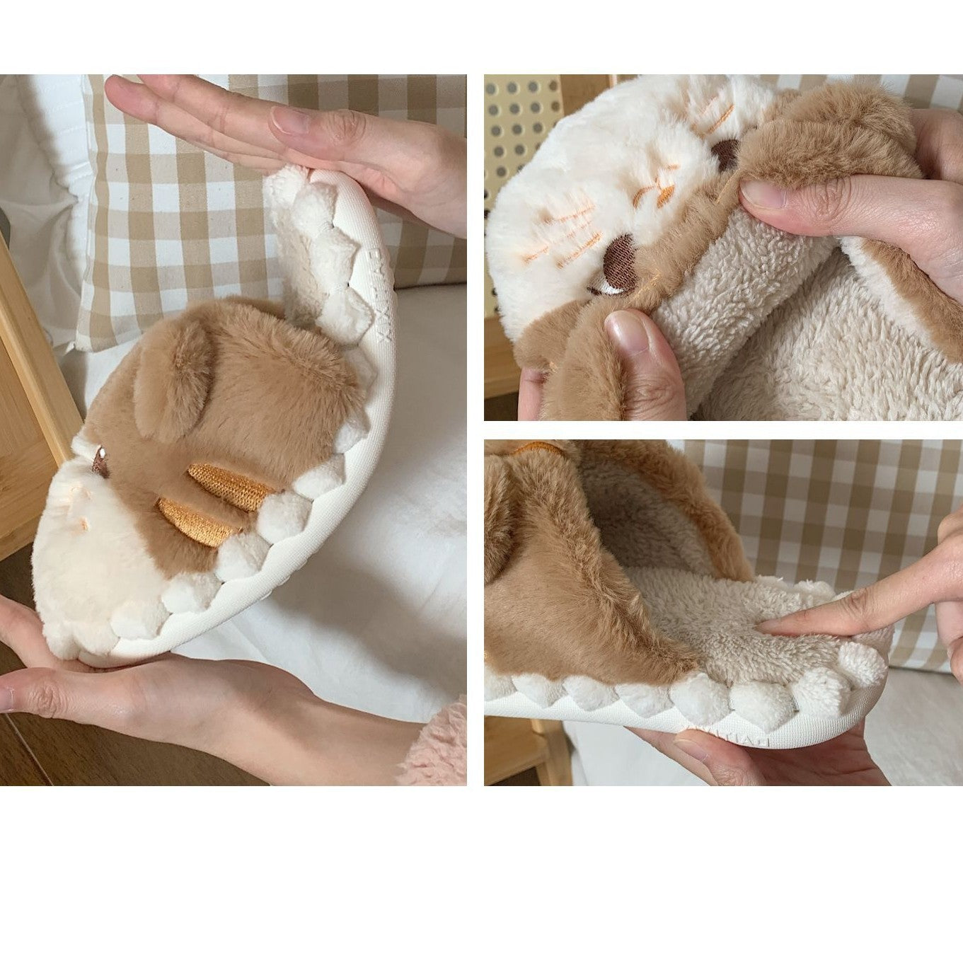 Female Winter Korean Version Of The Cute Kitten Plush Cotton Slippers