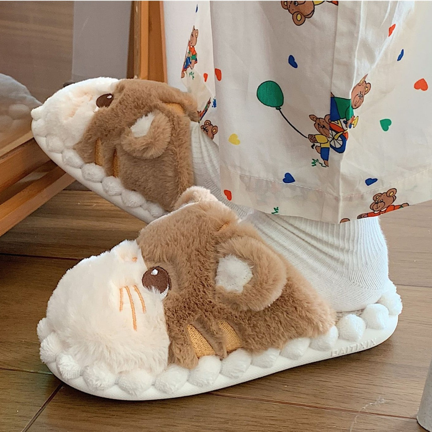 Female Winter Korean Version Of The Cute Kitten Plush Cotton Slippers