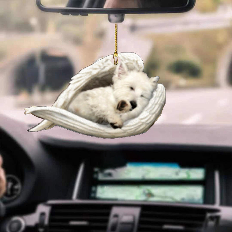 Dog Angel Car Pendant – Acrylic Hanging Ornament for Doors & Home Decor