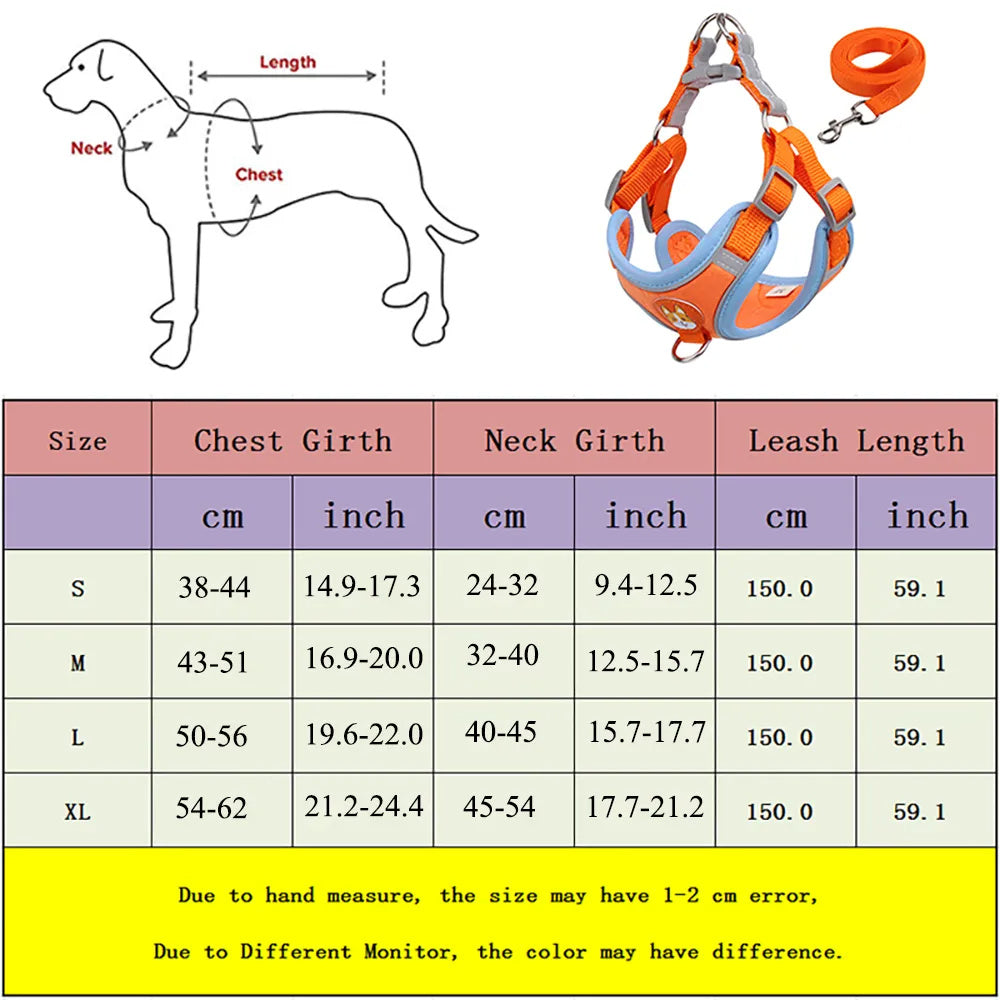 New Dog Leash And Harness Set Pet Adjustable Puppy Cat Harness Vest Reflective Free Shipping