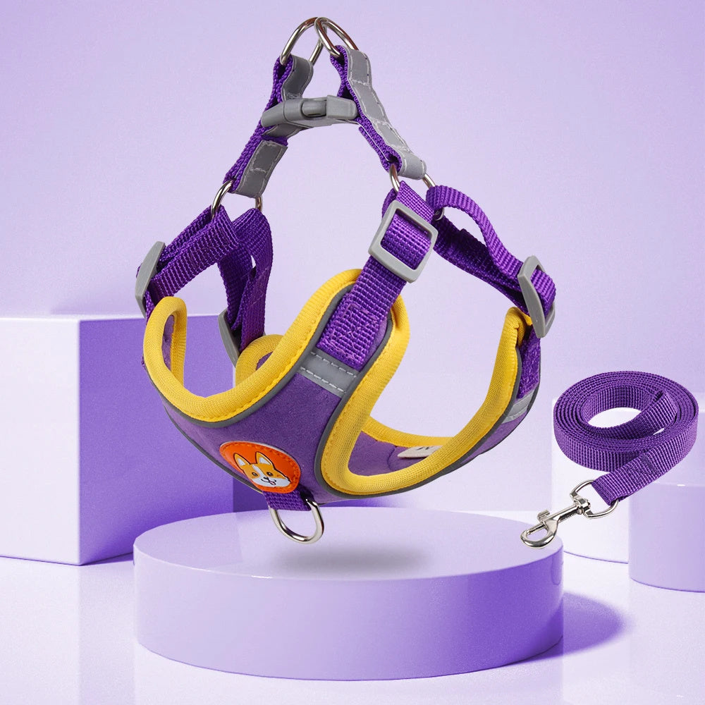 New Dog Leash And Harness Set Pet Adjustable Puppy Cat Harness Vest Reflective Free Shipping