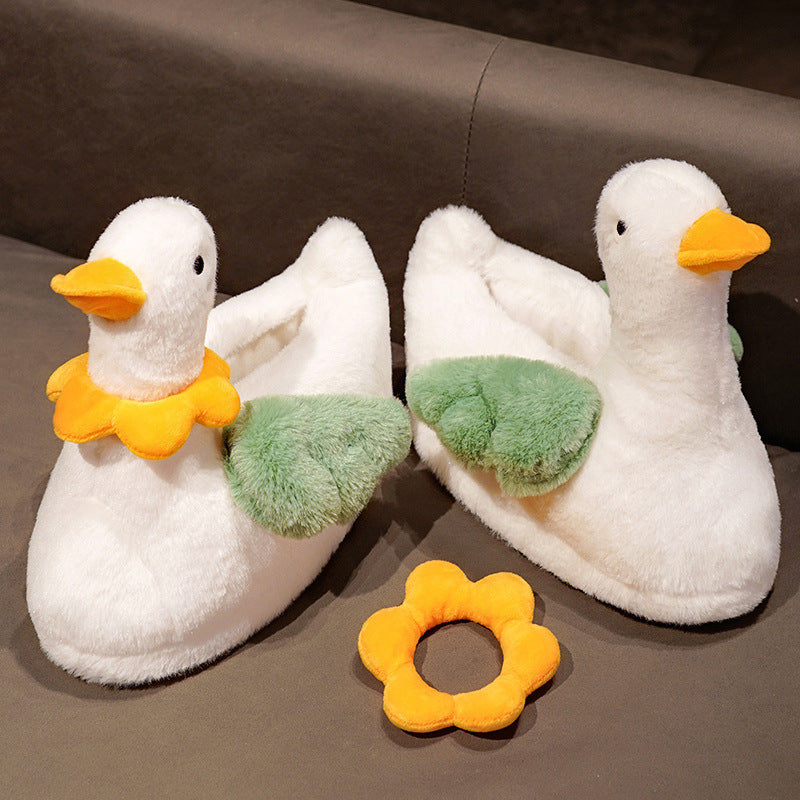 Autumn And Winter Home Slippers Cartoon Duck Flower