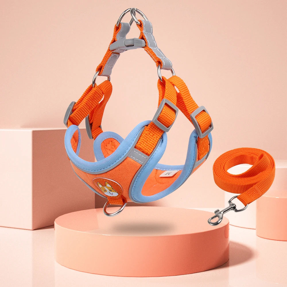 New Dog Leash And Harness Set Pet Adjustable Puppy Cat Harness Vest Reflective Free Shipping