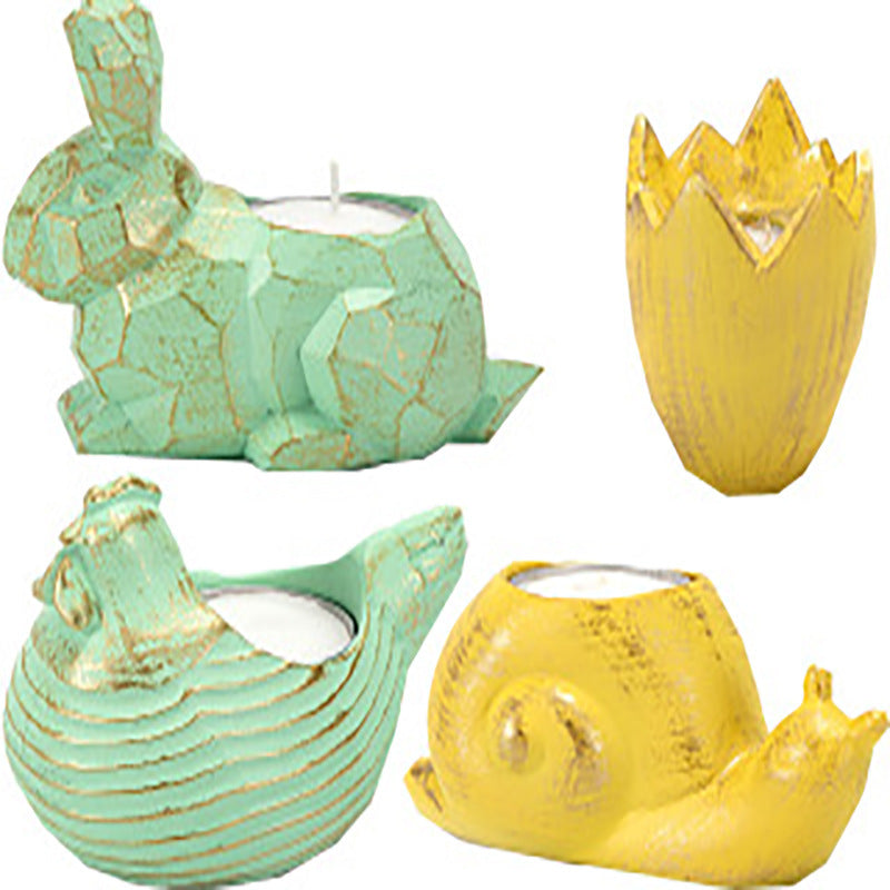 Easter Animal Resin Carved Snail Ornament – Decorative Candle Holder for Home & Party Decor