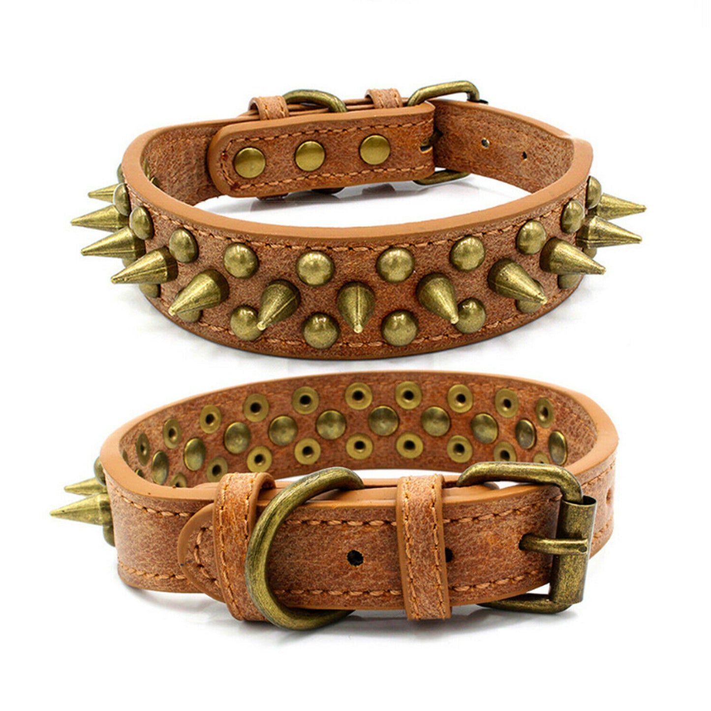 Retro Studded Spiked Rivet Large Dog Pet Leather Collar Pit Bull S-XL Free Shipping