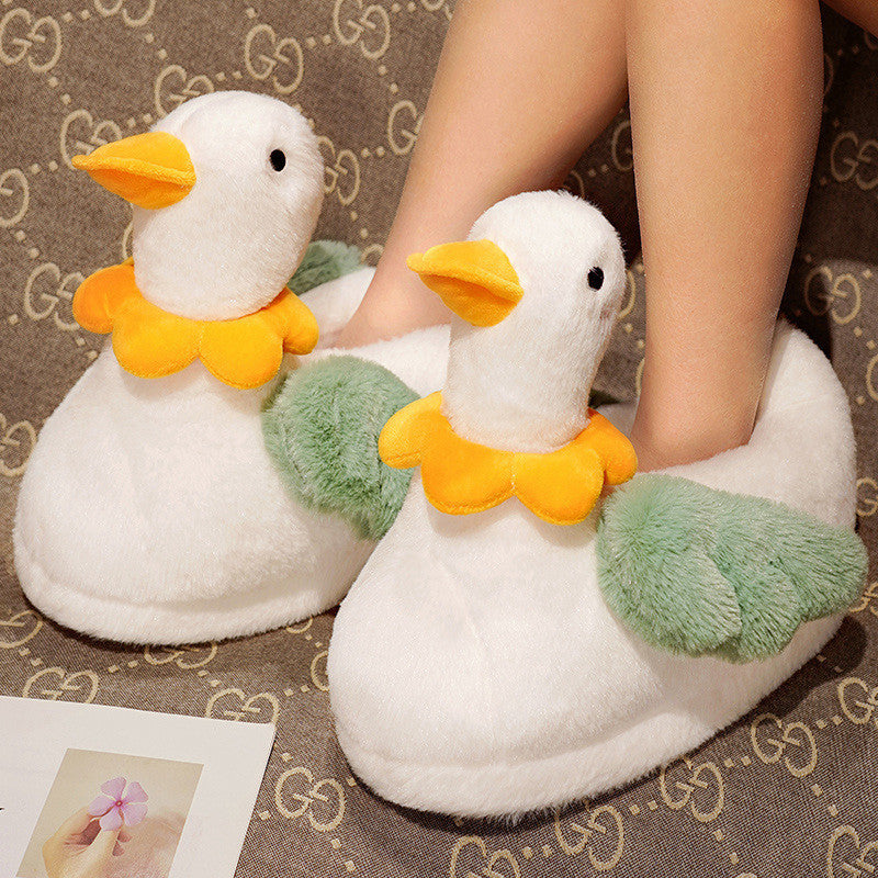 Autumn And Winter Home Slippers Cartoon Duck Flower