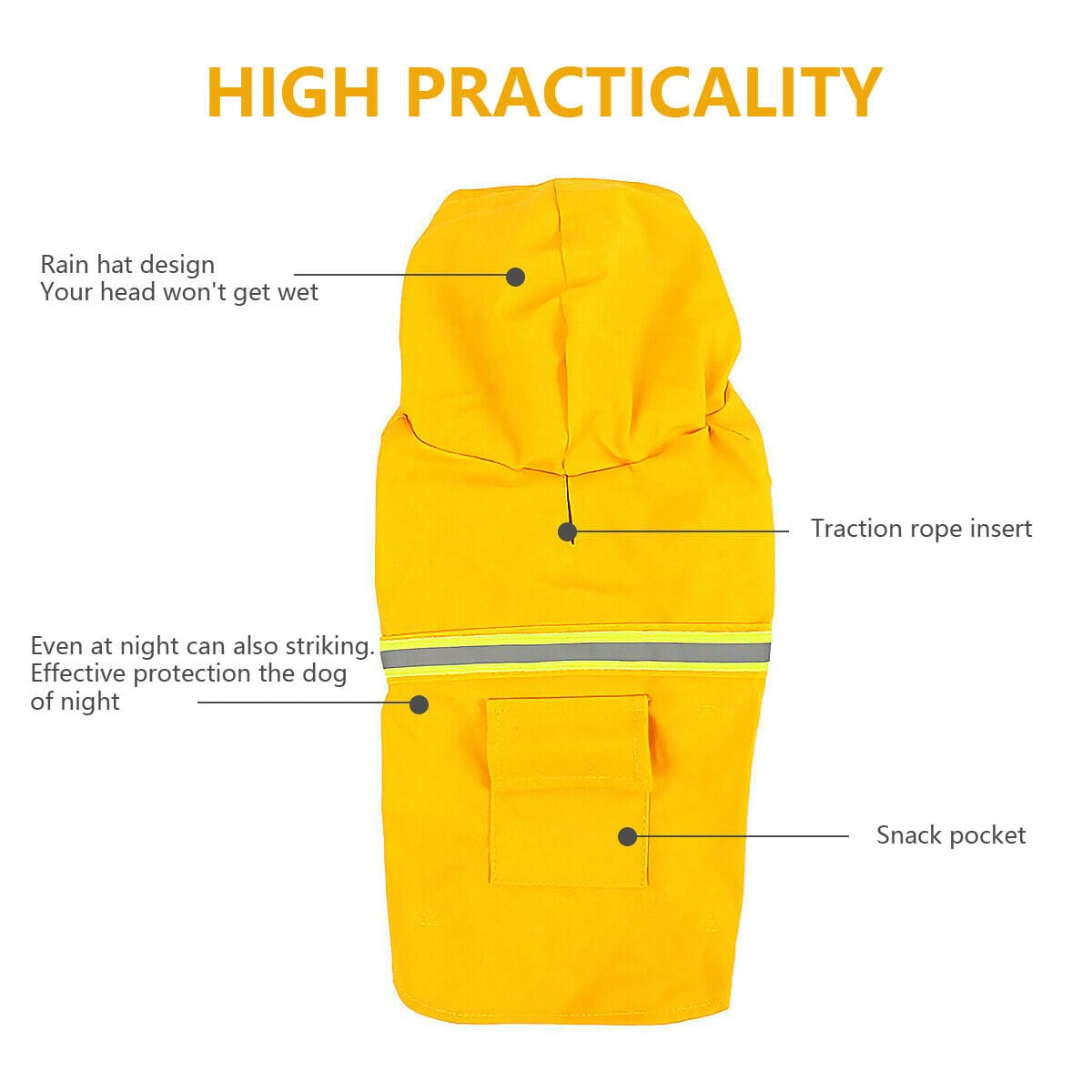 Cat Supplies Dog Raincoat,Waterproof Dog Rain Jacket With Safety Reflective Stripe Furry Pawz