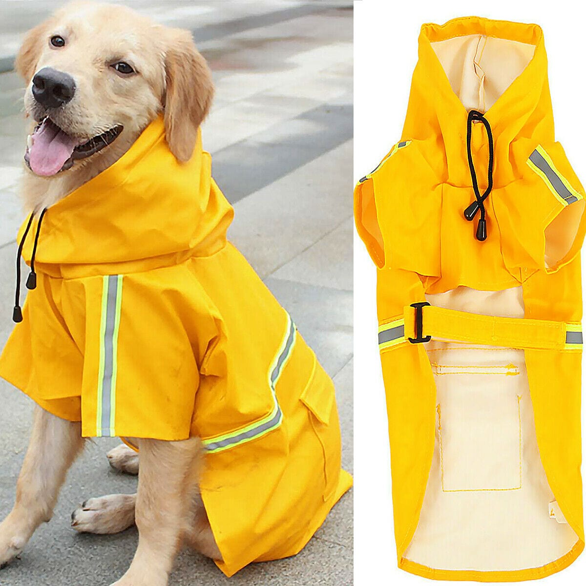 Cat Supplies Dog Raincoat,Waterproof Dog Rain Jacket With Safety Reflective Stripe Furry Pawz