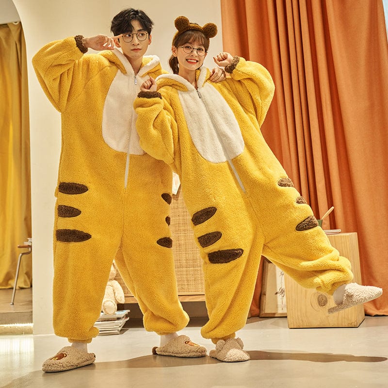 General Color2608 / Mens 2XL Cute Cartoon Jumpsuit Homewear Couple One-piece Nightgown Coral Fleece Winter Thickened Plush Pajamas For Women Home Clothes Furry Pawz