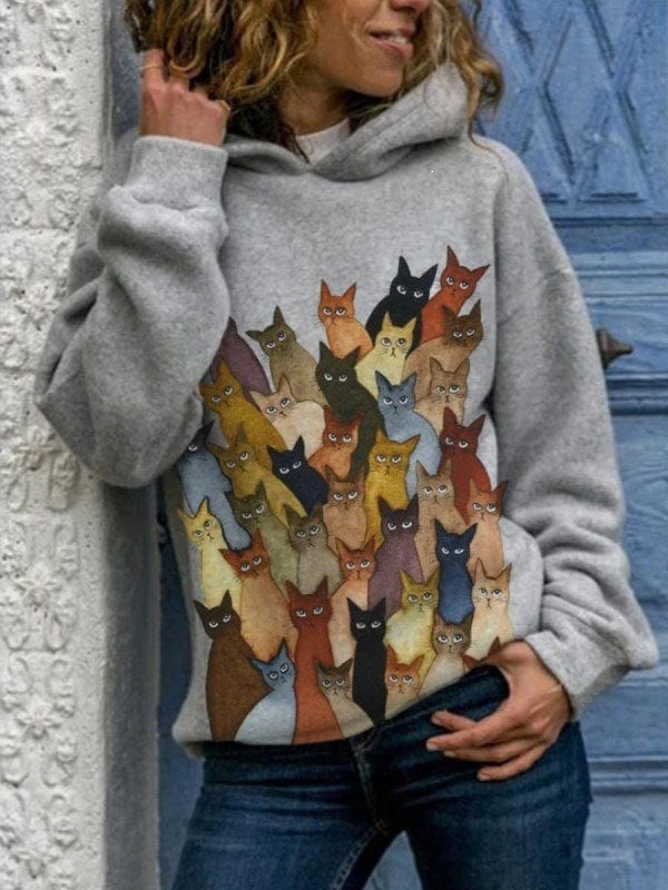 General Grey / S Cat animal print hoodie Furry Pawz