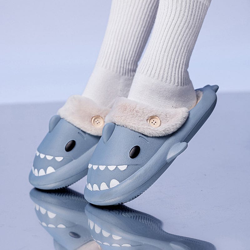 General Shark Shoes House Slippers With Button EVA Couple Slippers Furry Pawz