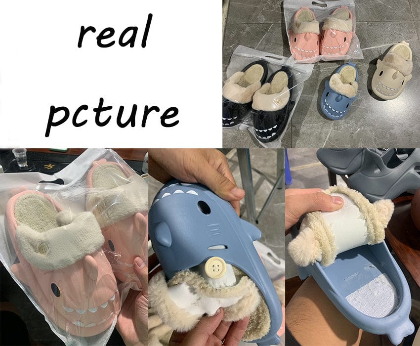 General Shark Shoes House Slippers With Button EVA Couple Slippers Furry Pawz