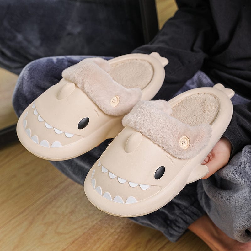 General Shark Shoes House Slippers With Button EVA Couple Slippers Furry Pawz