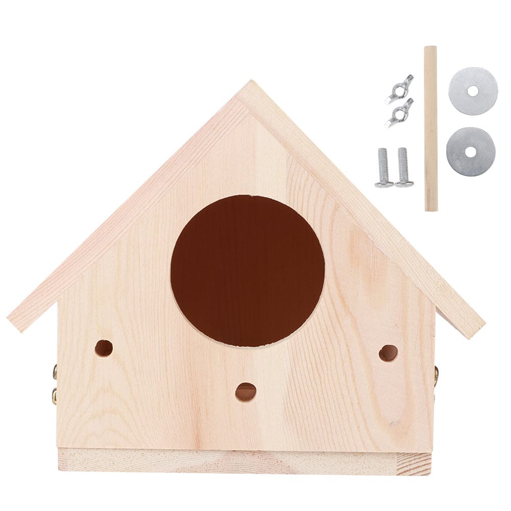 Pet Supplies as picture Unique Wooden Bird House – Natural Paulownia Outdoor Nesting Cage for Birds – Sturdy, Decorative Bird House for Gardens, Balconies, and Courtyards Furry Pawz