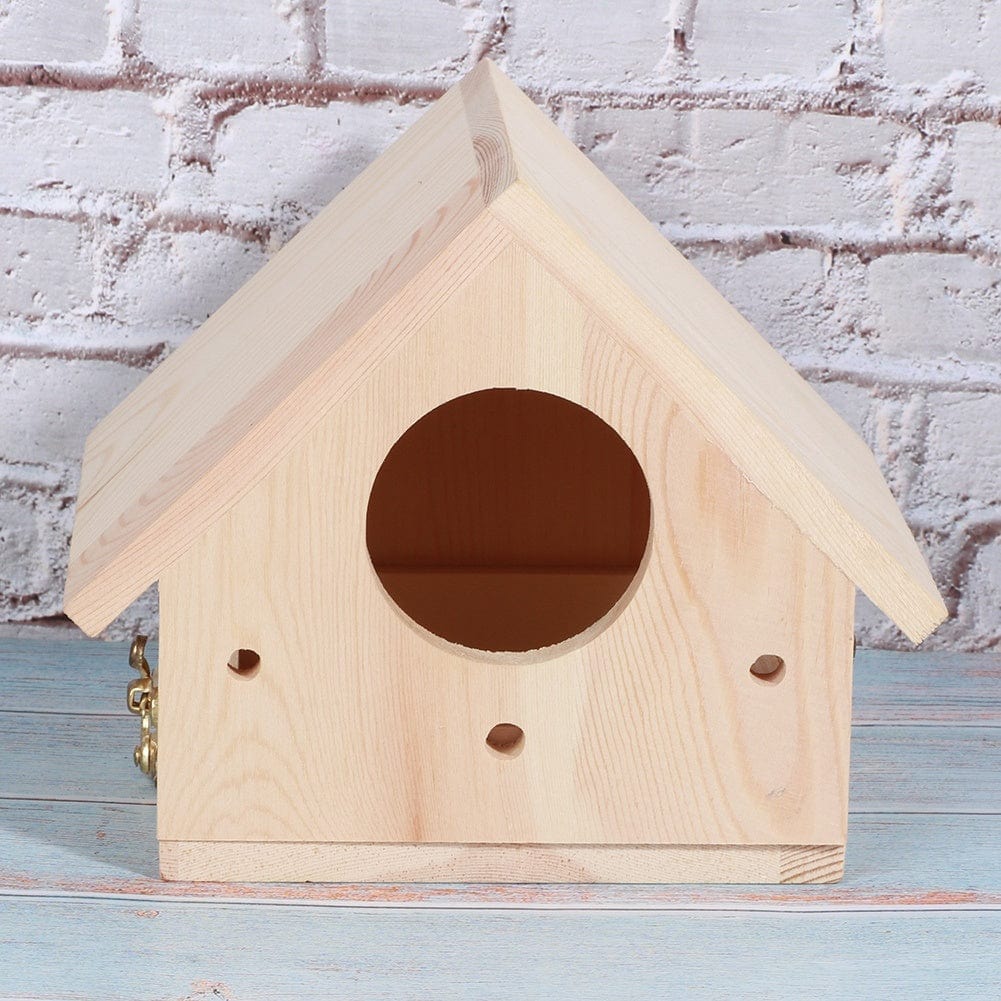 Pet Supplies as picture Unique Wooden Bird House – Natural Paulownia Outdoor Nesting Cage for Birds – Sturdy, Decorative Bird House for Gardens, Balconies, and Courtyards Furry Pawz