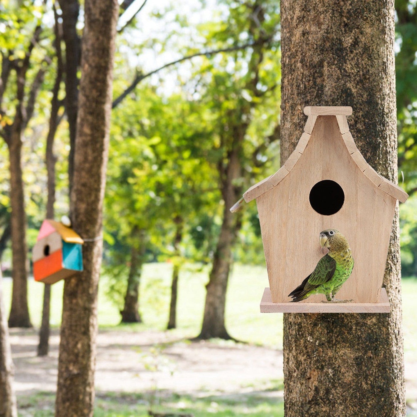 Pet Supplies as picture Wooden Bird House with Stand – Comfortable Breeding Box for Parrots, Budgies & Small Birds – Durable, Moisture-Proof Pet Supplies Furry Pawz