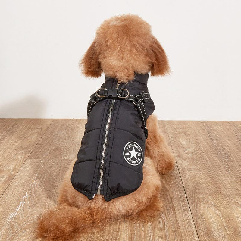 Pet Supplies Black / 2XL Pet Warm Dog Cotton-padded Clothes Fleece-lined Thickened Reflective Gallus Furry Pawz
