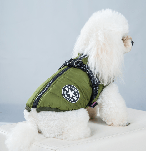 Pet Supplies Green / 2XL Pet Warm Dog Cotton-padded Clothes Fleece-lined Thickened Reflective Gallus Furry Pawz