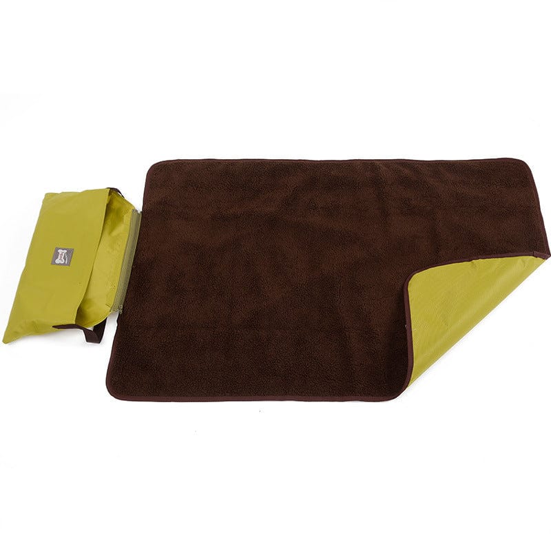 Pet Supplies Green cashmere / 100x70cm Outdoor Pet Blanket Folding Storage Portable Waterproof Warmth Dog Cat Products Furry Pawz