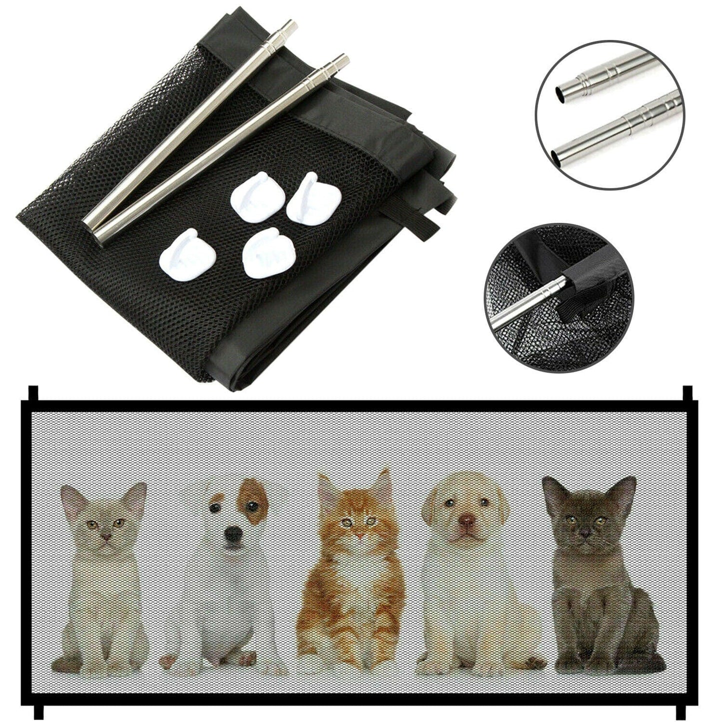 Pet Supplies M Pets Dog Cat Baby Safety Gate Mesh Fence Magic Portable Guard Net Stairs Doors Furry Pawz