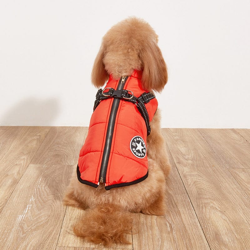 Pet Supplies Pet Warm Dog Cotton-padded Clothes Fleece-lined Thickened Reflective Gallus Furry Pawz