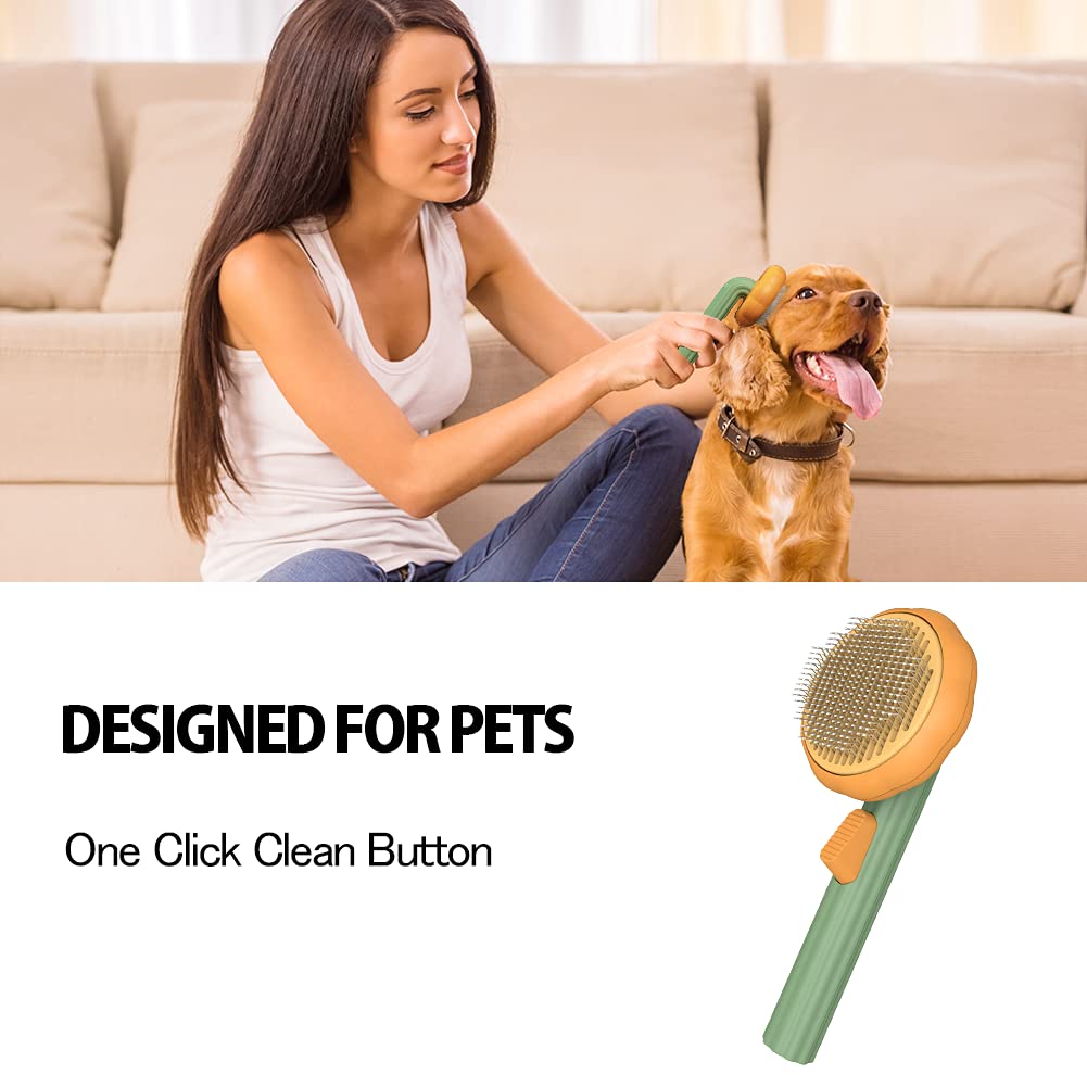 Pet Supplies Pumpkin Pet Pumpkin Brush, Pet Grooming Self Cleaning Slicker Brush For Dogs Cats Puppy Rabbit, Cat Brush Grooming Gently Removes Loose Undercoat, Mats Tangled Hair Slicker Brush Furry Pawz