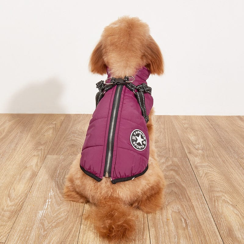 Pet Supplies Purple / 2XL Pet Warm Dog Cotton-padded Clothes Fleece-lined Thickened Reflective Gallus Furry Pawz