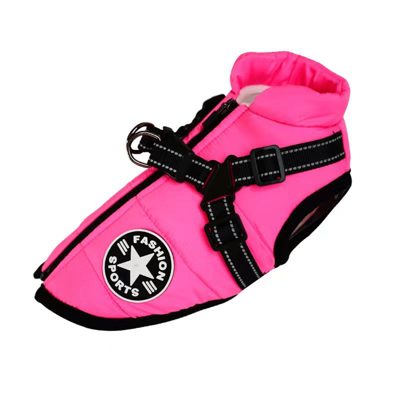 Pet Supplies Rose Red / 2XL Pet Warm Dog Cotton-padded Clothes Fleece-lined Thickened Reflective Gallus Furry Pawz