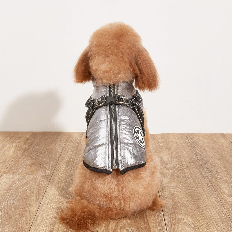 Pet Supplies Silver / 2XL Pet Warm Dog Cotton-padded Clothes Fleece-lined Thickened Reflective Gallus Furry Pawz