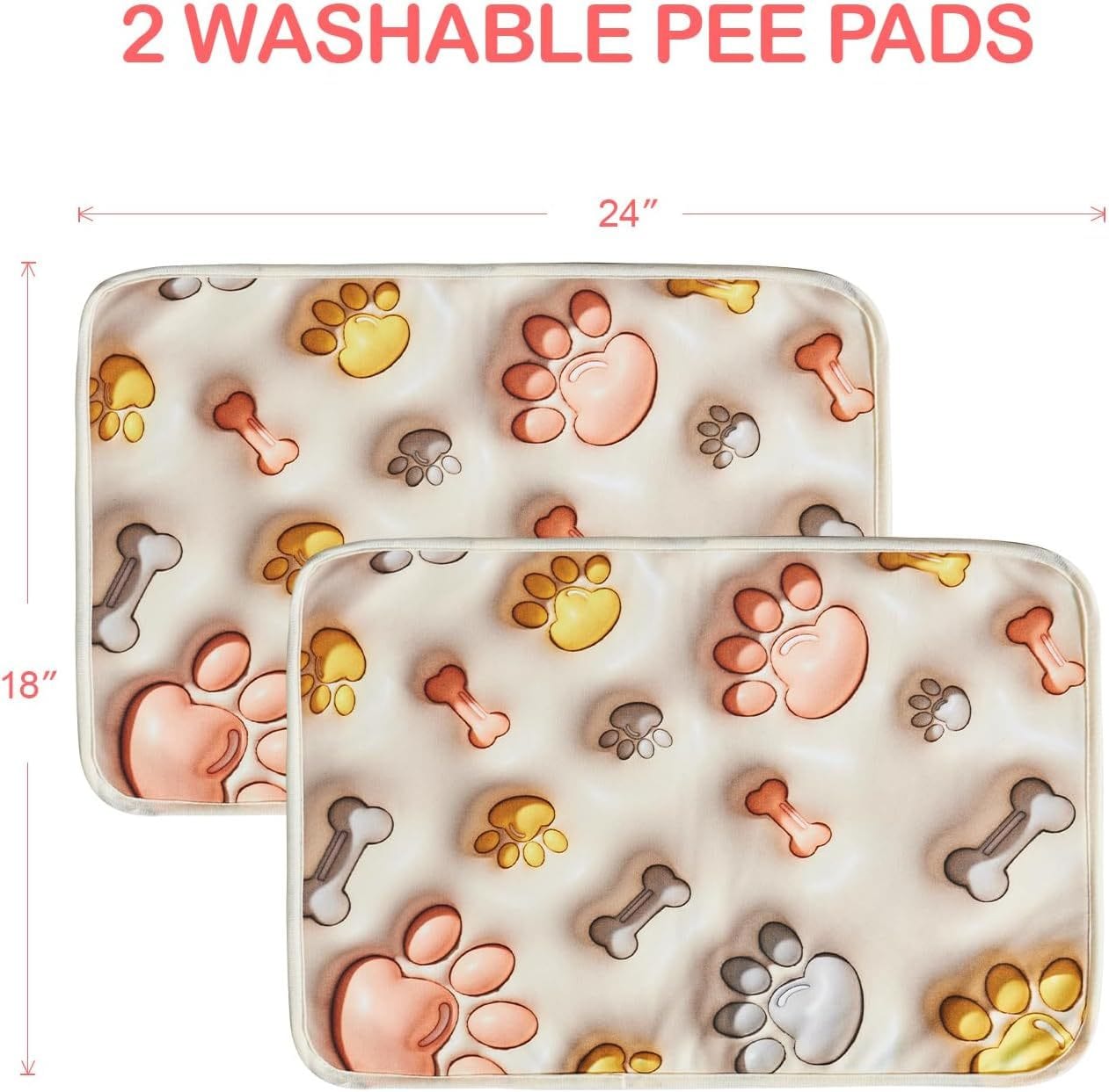 Pets - Dog Training Aids Reusable Puppy Pads – Washable, Leakproof, Super Absorbent Training Pads (2 Pcs) Furry Pawz