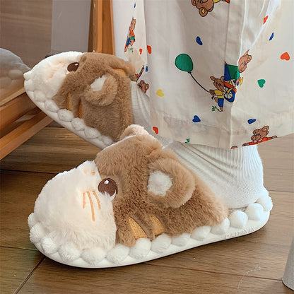 Female Winter Korean Version Of The Cute Kitten Plush Cotton Slippers